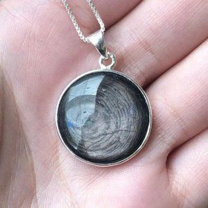 Hypersthene Sterling Silver Black Moon Pendant, Black Moon, Manifestation Stone